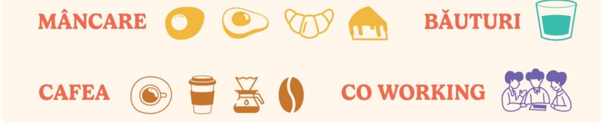 Nine line icons representing Amelo's product categories, in gold, terracotta and coral